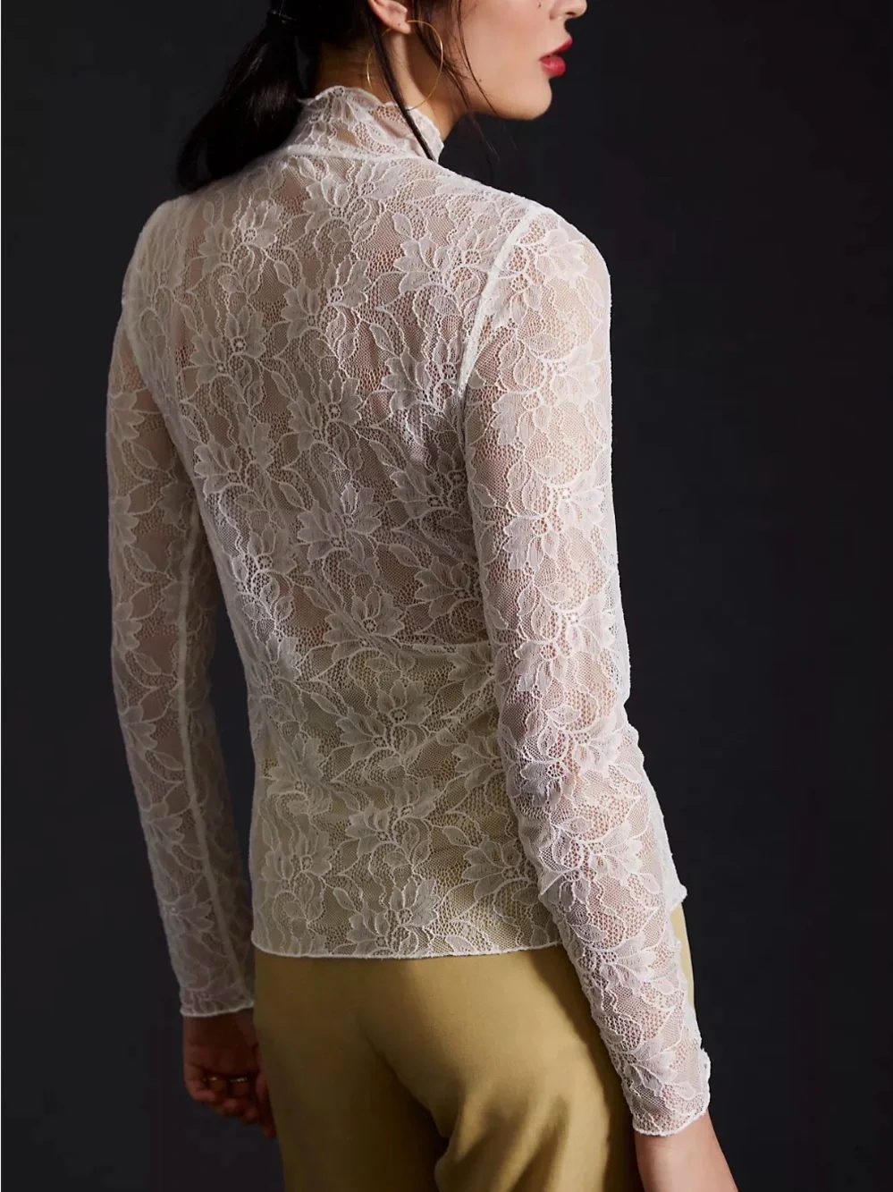 By Anthropologie Lace Top for Layering Ivory Small